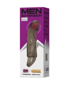 BAILE FUNDA EXTENSORA PENE CON VIBRACION Y STRAP PARA TESTICULOS 13.5 CM