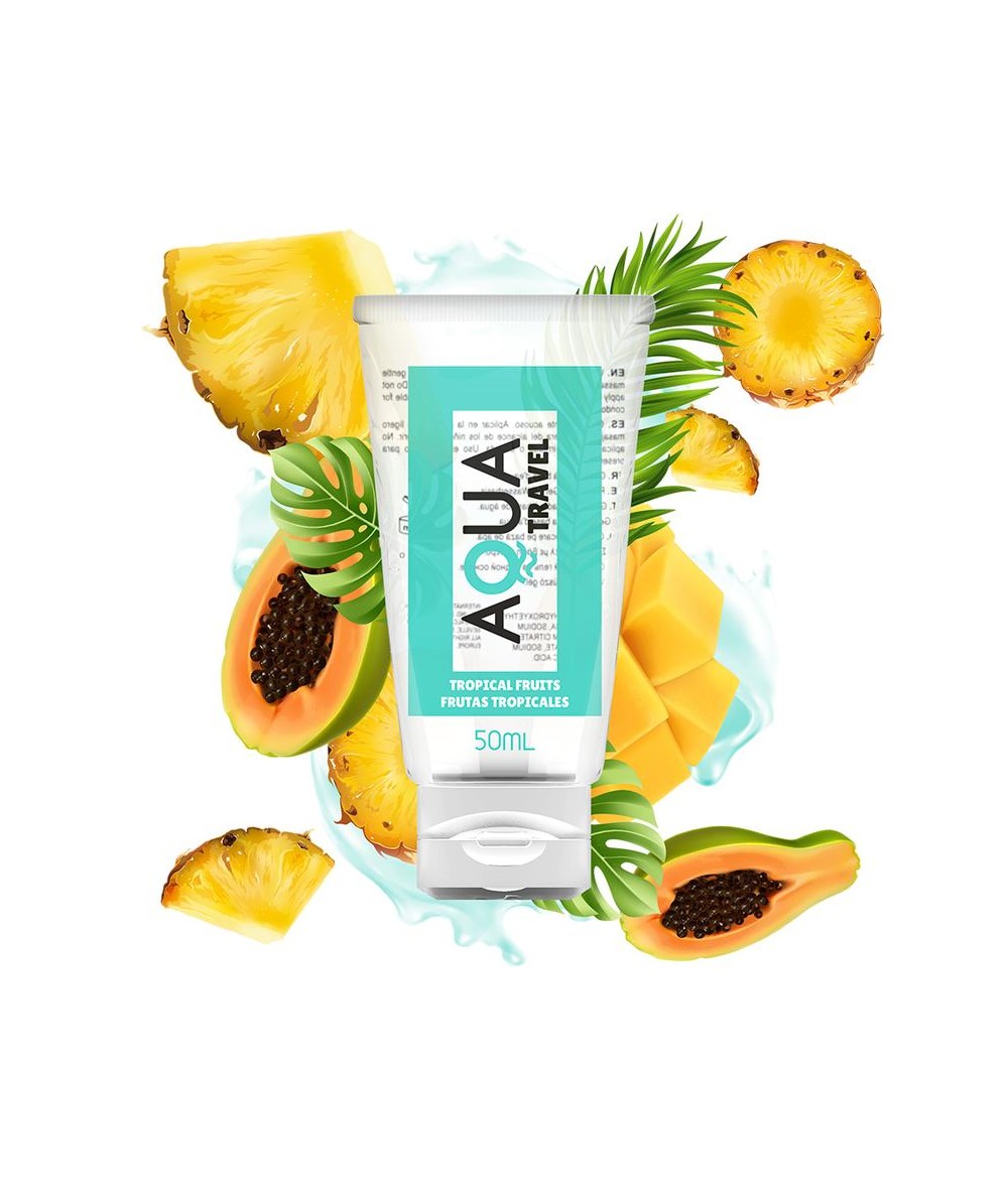 AQUA TRAVEL - LUBRICANTE BASE AGUA SABOR FRUTAS TROPICALES - 50 ML