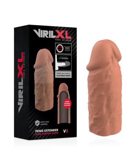 VIRILXL EXTENSION DE PENE LIQUID SILICONE V3 MARRON