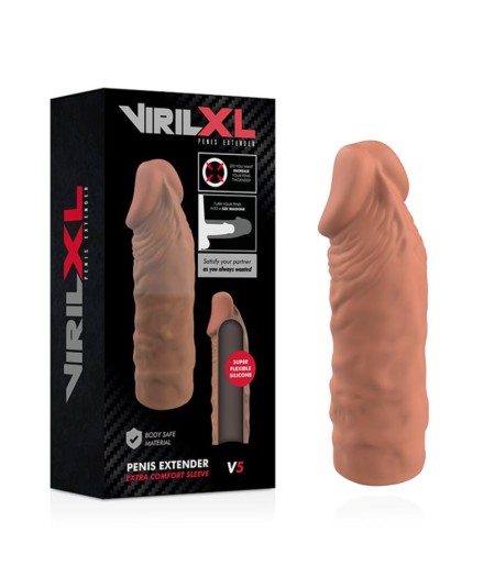 VIRILXL EXTENSION DE PENE LIQUID SILICONE V5 MARRON