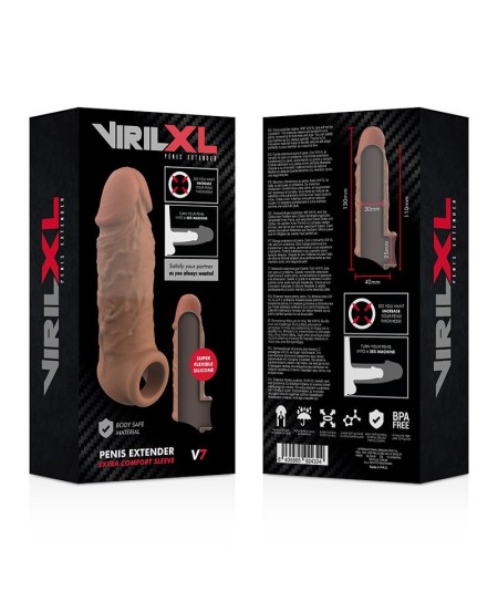 VIRILXL EXTENSION DE PENE LIQUID SILICONE V7 MARRON