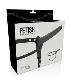 FETISH SUBMISSIVE ARNÉS SILICONA NEGRO 15CM