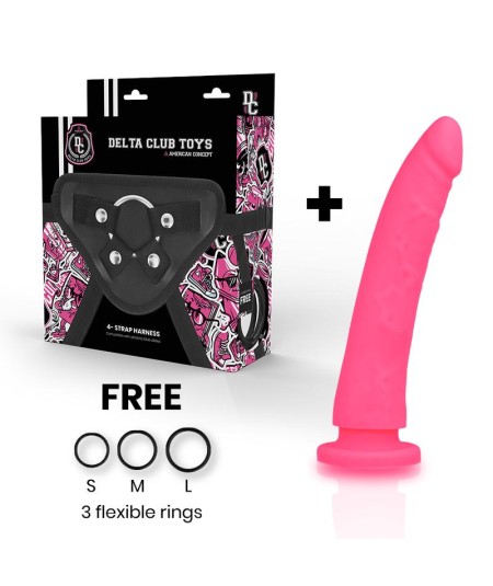 DELTA CLUB TOYS ARNES + DILDO ROSA SILICONA MEDICA 17 X 3 CM