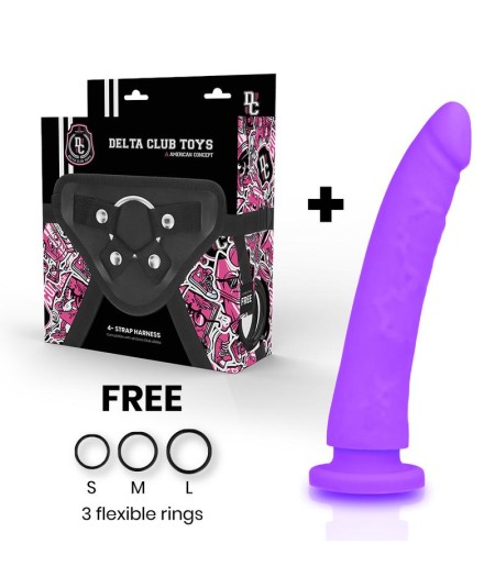 DELTA CLUB TOYS ARNES + DILDO LILA SILICONA MEDICA 20 X 4 CM