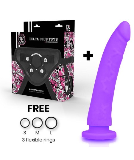 DELTA CLUB TOYS ARNES + DILDO LILA SILICONA MEDICA 23 X 4.5 CM