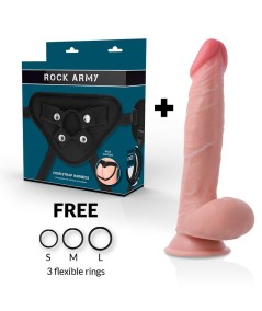 ROCKARMY - ARNÉS + DUAL DENSITY SHERMAN DILDO REALISTA 24CM