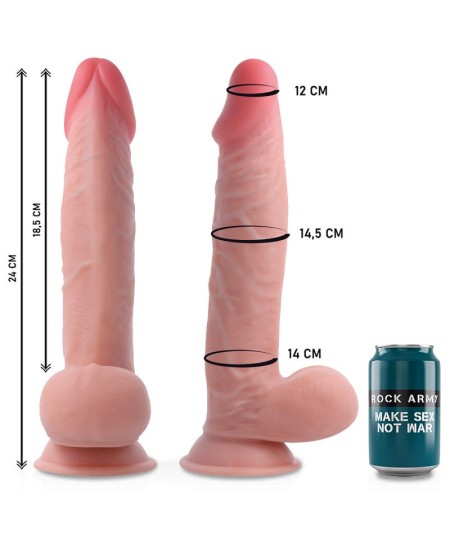 ROCKARMY - ARNÉS + DUAL DENSITY SHERMAN DILDO REALISTA 24CM