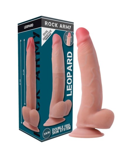 ROCKARMY - ARNÉS + DUAL DENSITY LEOPARD DILDO REALISTA 23 CM