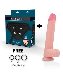 ROCKARMY - ARNÉS + LIQUID SILICONE DILDO PREMIUM KINGCOBRA 24CM