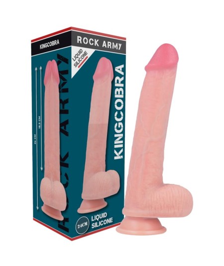 ROCKARMY - ARNÉS + LIQUID SILICONE DILDO PREMIUM KINGCOBRA 24CM