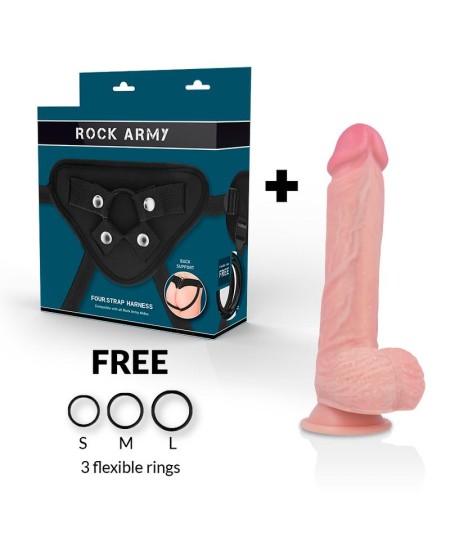 ROCKARMY - ARNÉS + LIQUID SILICONE DILDO PREMIUM SPITFIRE 21CM