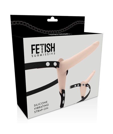 FETISH SUBMISSIVE ARNÉS VIBRADOR SILICONA FLESH 15CM