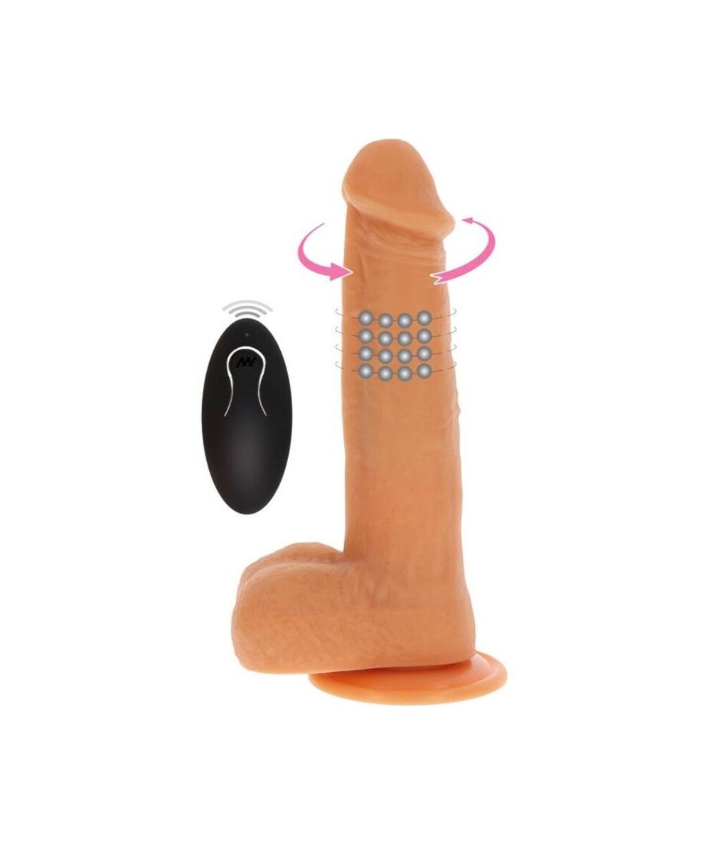 GET REAL - DILDO VIBRADOR CON BOLAS GIRATORIAS NATURAL