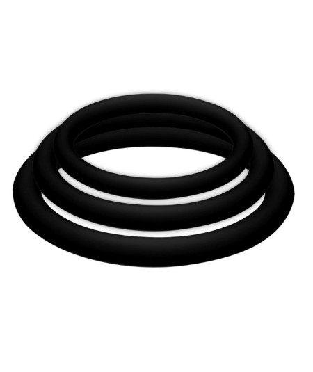 POTENZ PLUS PACK 3 ANILLOS PARA PENE NEGRO - S, M, L