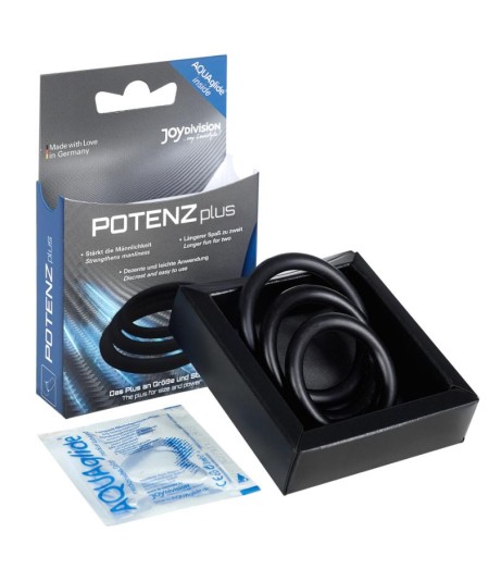 POTENZ PLUS PACK 3 ANILLOS PARA PENE NEGRO - S, M, L