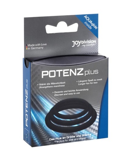 POTENZ PLUS PACK 3 ANILLOS PARA PENE NEGRO - S, M, L