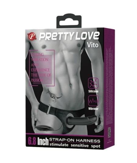 PRETTY LOVE MALE - VITO STRAP ON CON DILDO HUECO Y VIBRACION 17.3 CM