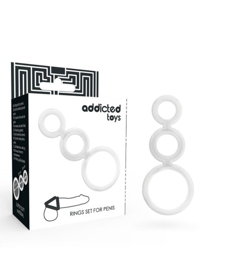 ADDICTED TOYS SET  ANILLOS PENE Y TESTICULOS CLEAR