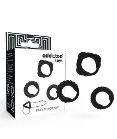 ADDICTED TOYS  SET 3 ANILLOS PENE NEGRO