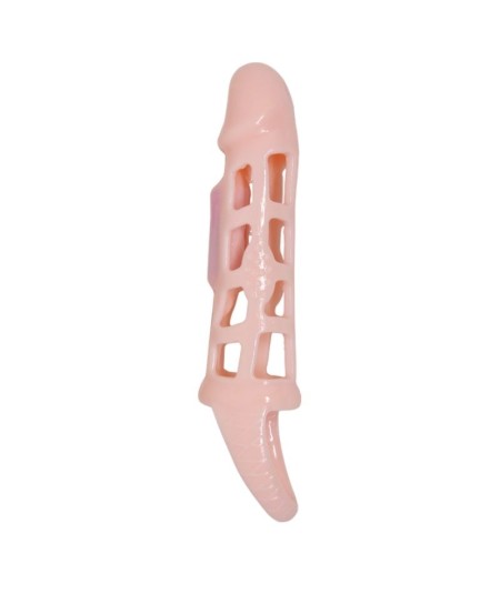 BAILE FUNDA EXTENSORA PENE CON VIBRACION Y STRAP NATURAL 13.5 CM