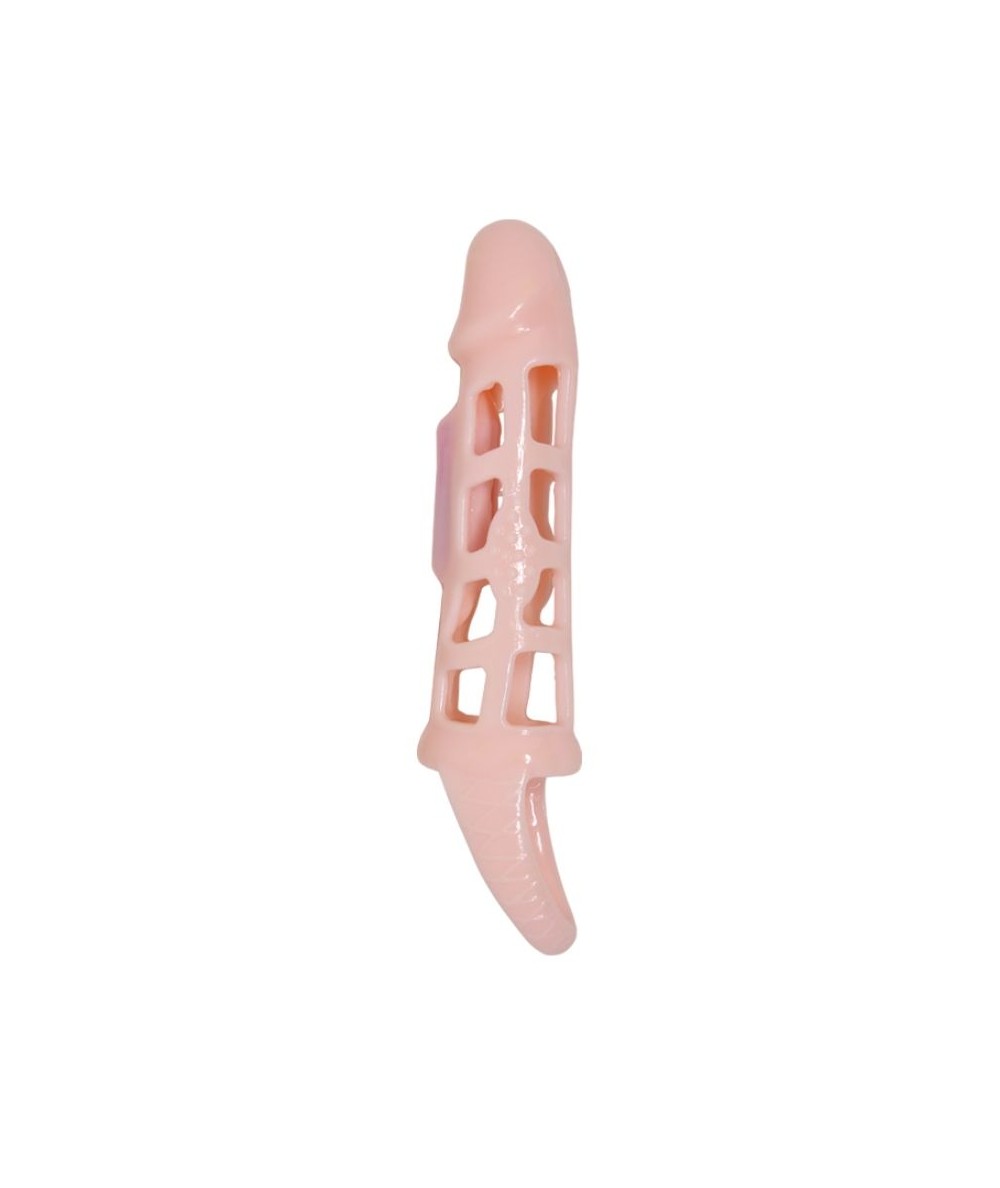 BAILE FUNDA EXTENSORA PENE CON VIBRACION Y STRAP NATURAL 13.5 CM