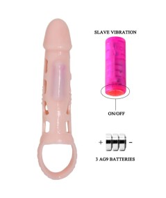 BAILE FUNDA EXTENSORA PENE CON VIBRACION Y STRAP NATURAL 13.5 CM