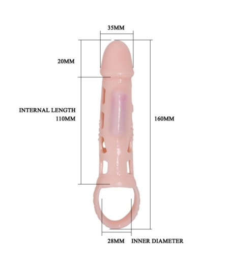 BAILE FUNDA EXTENSORA PENE CON VIBRACION Y STRAP NATURAL 13.5 CM