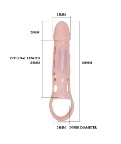 BAILE FUNDA EXTENSORA PENE CON VIBRACION Y STRAP NATURAL 13.5 CM