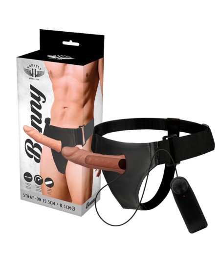 HARNESS ATTRACTION - ÁRNES HUECO BENNY CON VIBRADOR 15 X 4.5CM