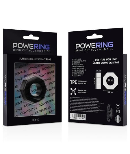 POWERING SUPER FLEXIBLE Y RESISTENTE ANILLO PENE  5CM PR10 NEGRO