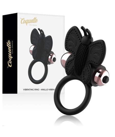 COQUETTE CHIC DESIRE COCK RING BUTTERFLY ANILLO VIBRADOR NEGRO / GOLD