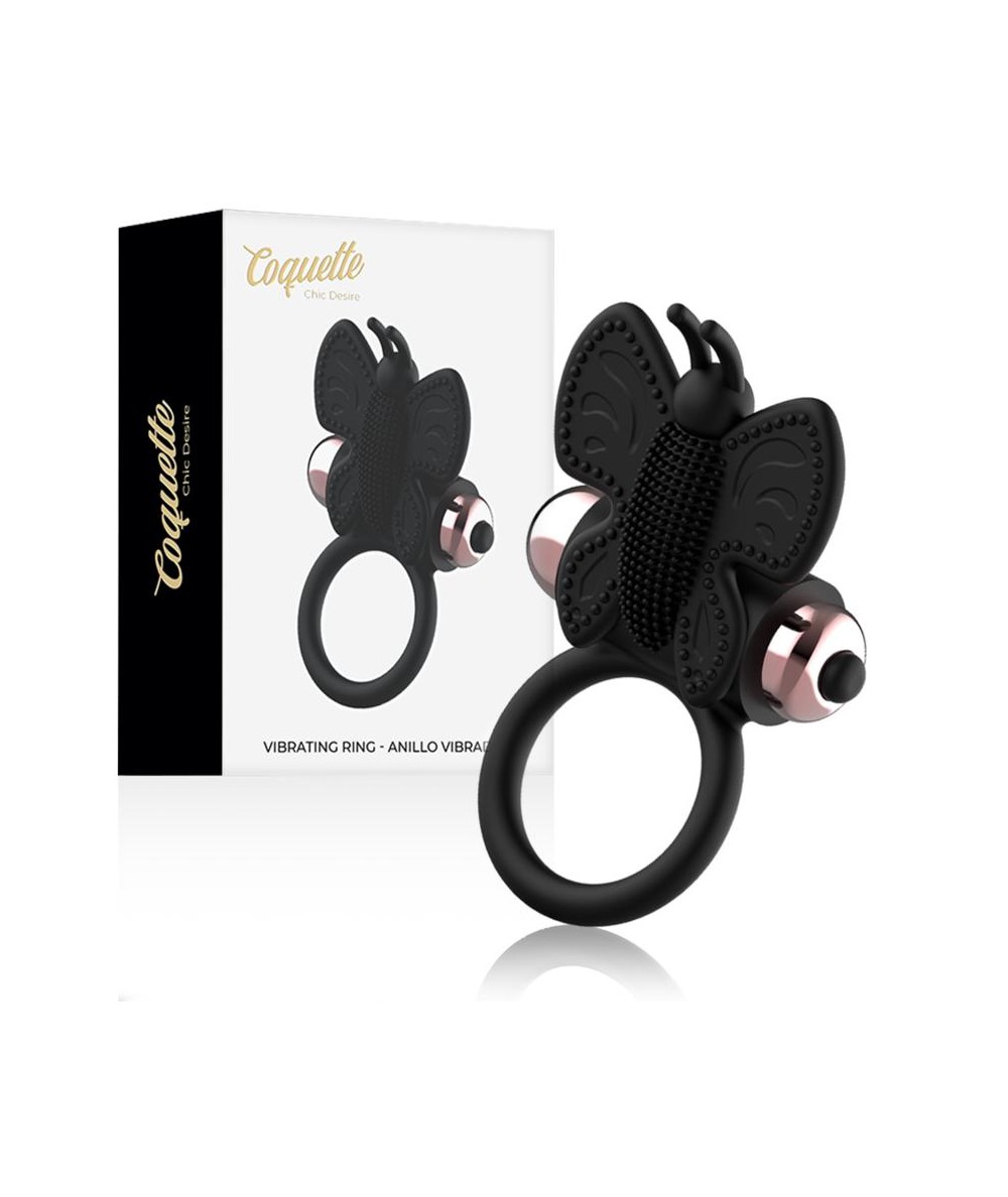 COQUETTE CHIC DESIRE COCK RING BUTTERFLY ANILLO VIBRADOR NEGRO / GOLD