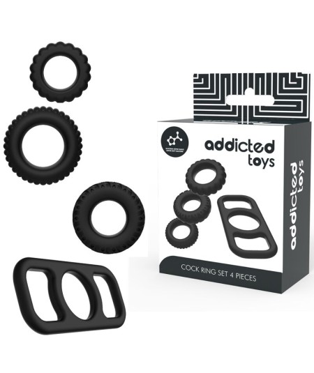 ADDICTED TOYS SET 4 ANILLOS SILICONA PARA EL PENE