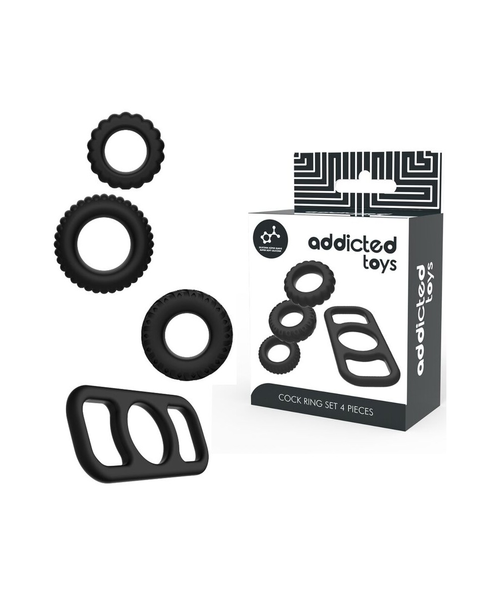 ADDICTED TOYS SET 4 ANILLOS SILICONA PARA EL PENE