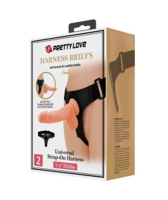 PRETTY LOVE - HARNESS BRIEFS ARNÉS UNIVERSAL CON DILDO TOM 20 CM NATURAL