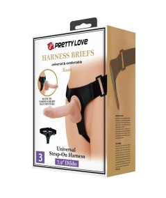 PRETTY LOVE - HARNESS BRIEFS ARNÉS UNIVERSAL CON DILDO KEVIN 19 CM NATURAL