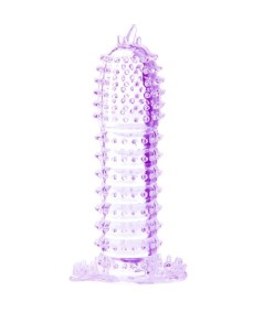 FUNDA PARA PENE CON PUNTOS ESTIMULANTES MORADO 14 CM