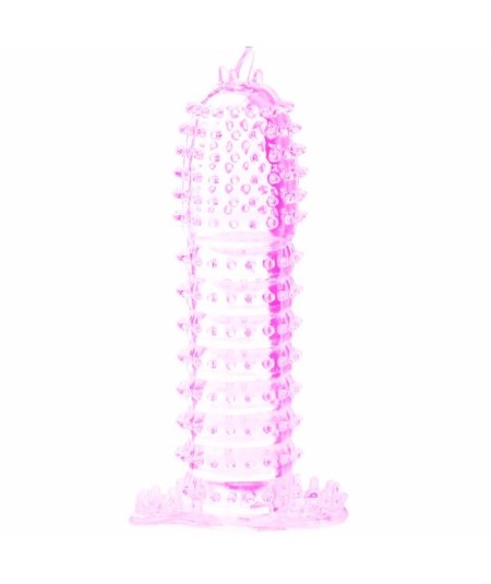 FUNDA PARA PENE CON PUNTOS ESTIMULANTES ROSA 14 CM