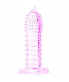 FUNDA PARA PENE CON PUNTOS ESTIMULANTES ROSA 14 CM