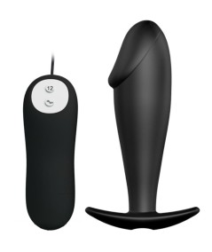 PRETTY LOVE PLUG ANAL SILICONA FORMA PENE Y 12 MODOS VIBRACION - NEGRO