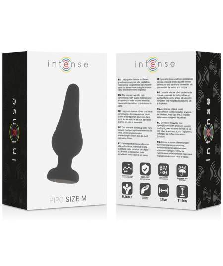 INTENSE ANAL PLUG PIPO M SILICONE NEGRO 11 CM