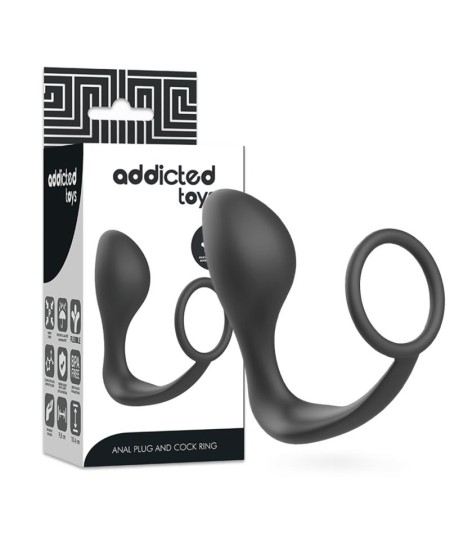 ADDICTED TOYS  PLUG ANAL CON ANILLO SILICONA NEGRO