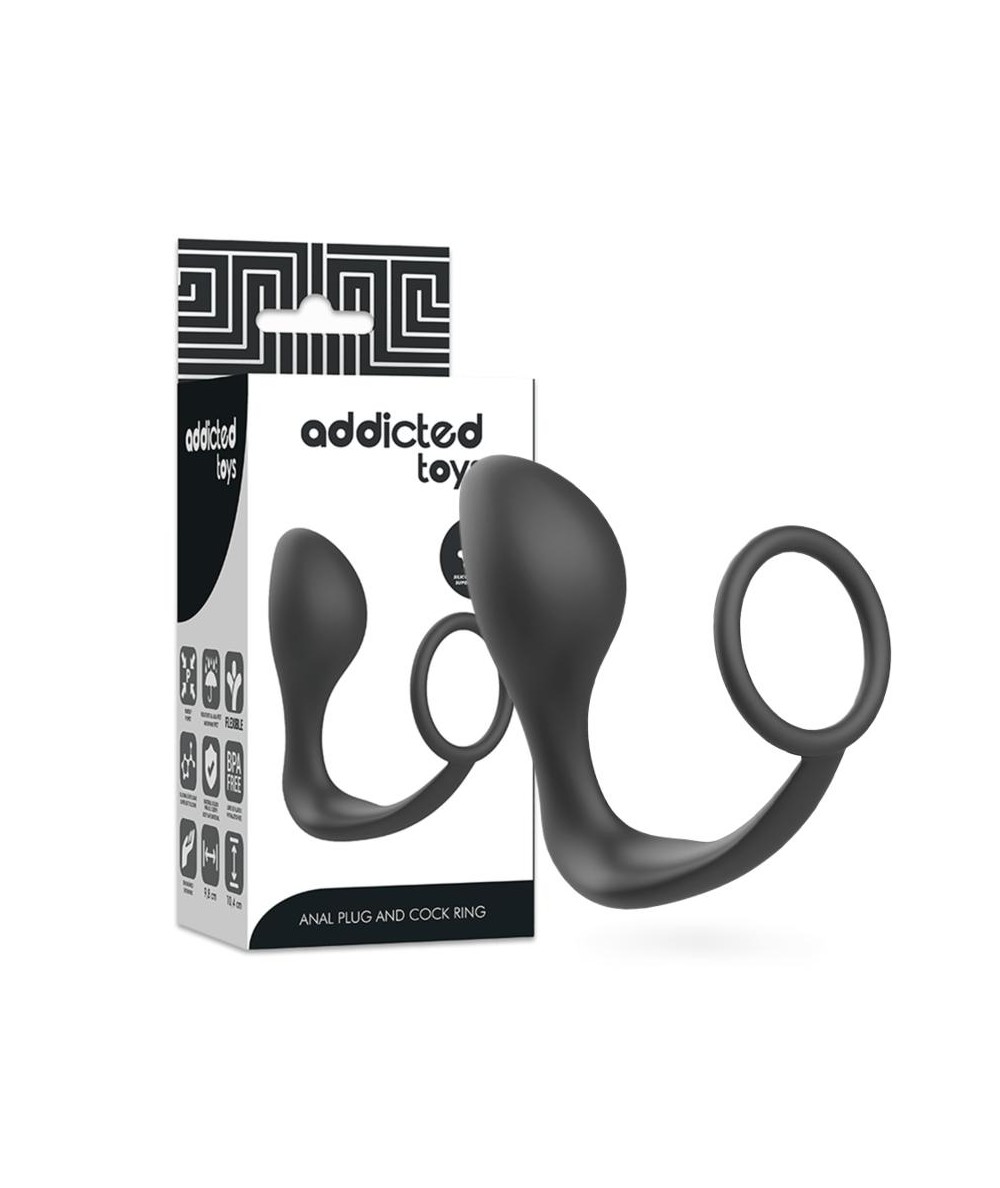 ADDICTED TOYS  PLUG ANAL CON ANILLO SILICONA NEGRO