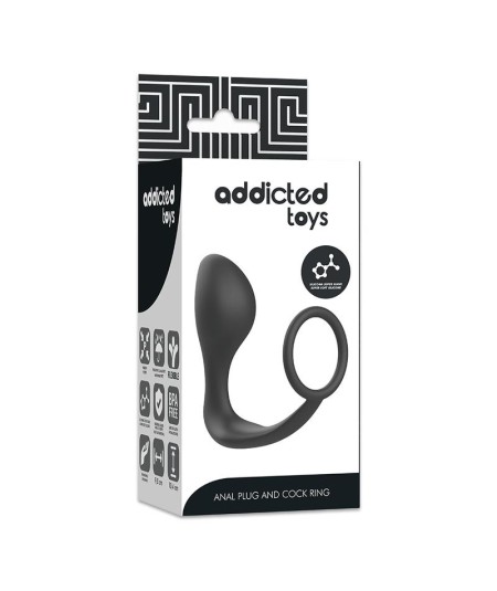 ADDICTED TOYS  PLUG ANAL CON ANILLO SILICONA NEGRO