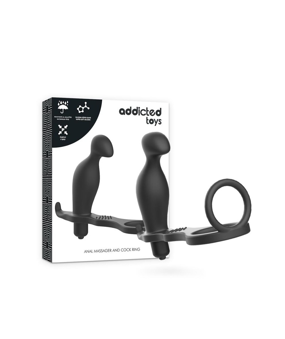 ADDICTED TOYS  PLUG ANAL CON ANILLO SILICONA NEGRO 12 CM