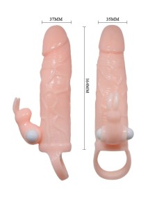 BRAVE MAN FUNDA PENE CON RABBIT VIBRADOR 16.5 CM NATURAL