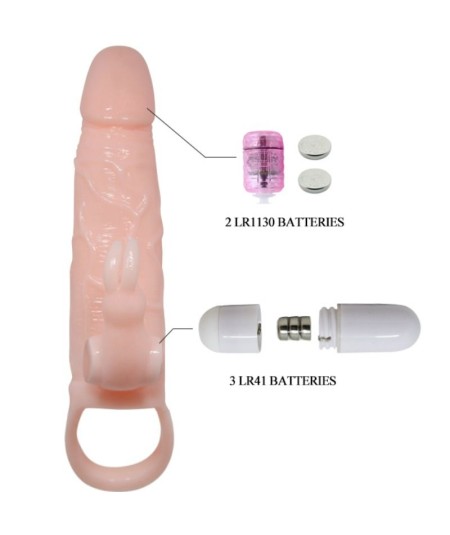 BRAVE MAN FUNDA PENE CON RABBIT VIBRADOR 16.5 CM NATURAL