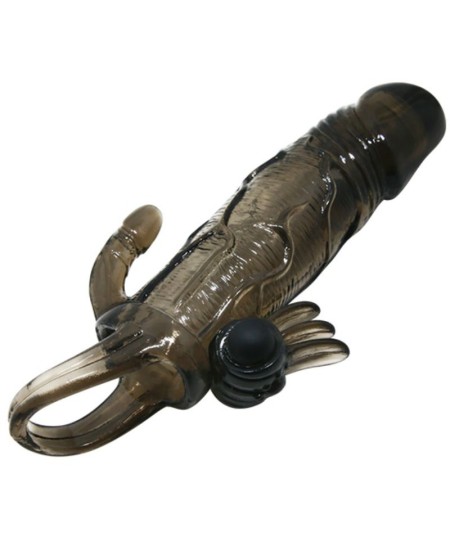 BRAVE MAN FUNDA PENE ANAL Y CLITORIS VIBRADOR 16.5 CM NEGRO