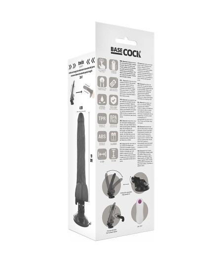 BASECOCK REALISTIC VIBRADOR CONTROL REMOTO NEGRO 19 CM