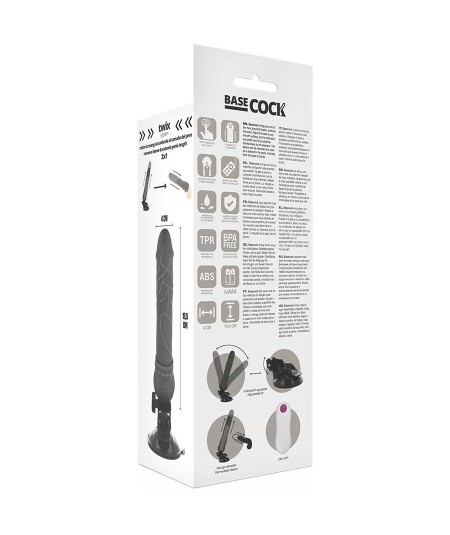 BASECOCK REALISTIC VIBRADOR CONTROL REMOTO NEGRO 19.5 CM